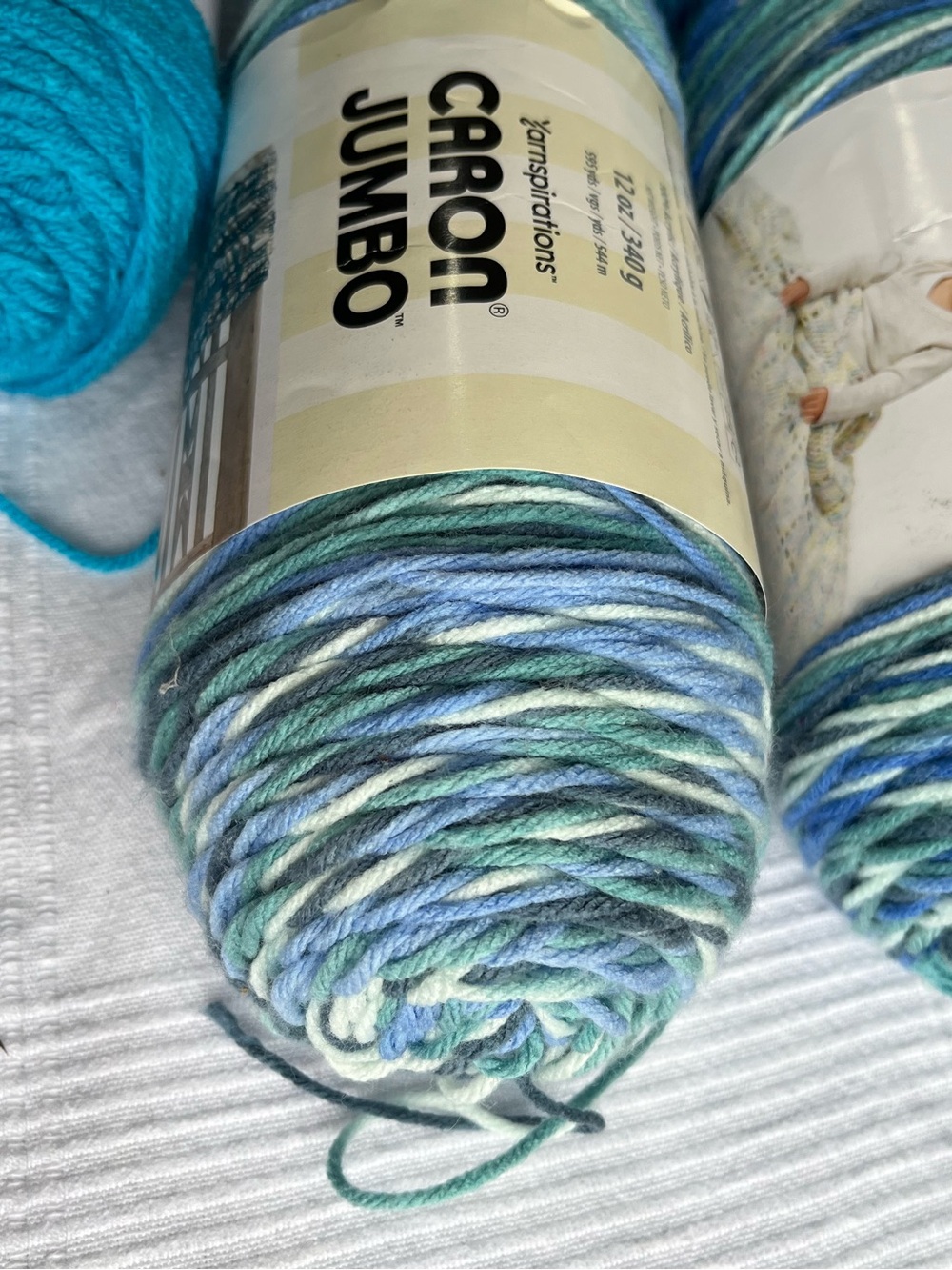 Caron One Pound & Big Twist Yarn Lot - Bright Blue & Multicolor Acrylic Yarn - Picture 3 of 5